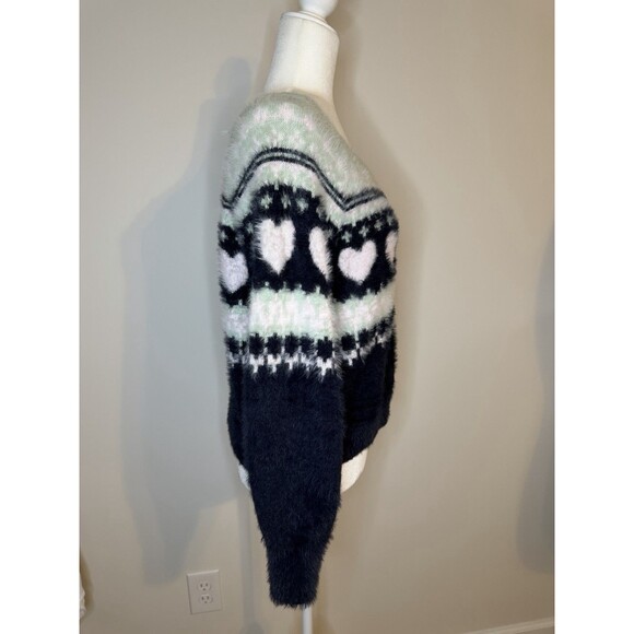 Victoria's Secret Soft Cozy Fuzzy Crop Fair Isle Sweater Shirt Top Small - Picture 4 of 8